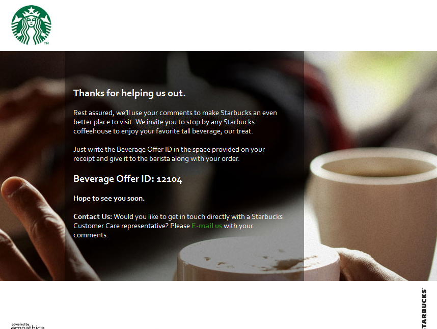 Free Starbucks Drink For Answering Online Survey | juantobuy.com
