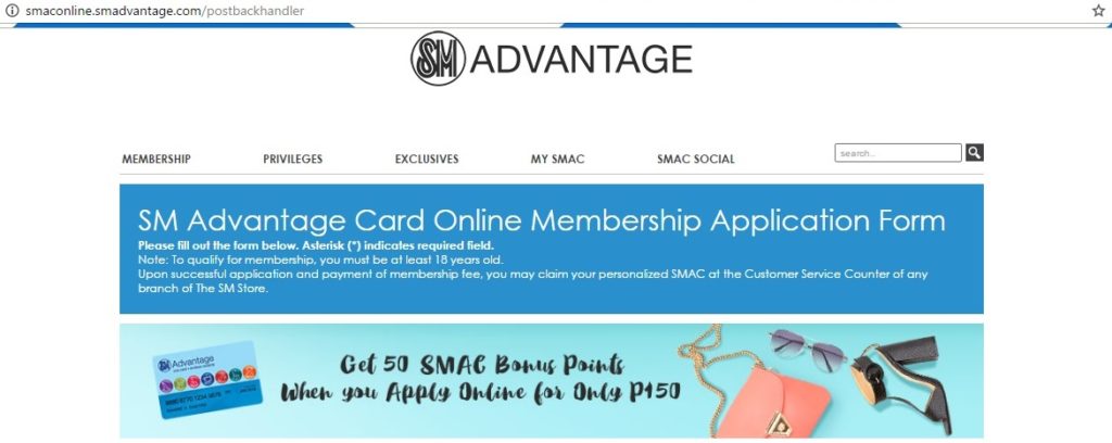 SM Advantatge Card Online
